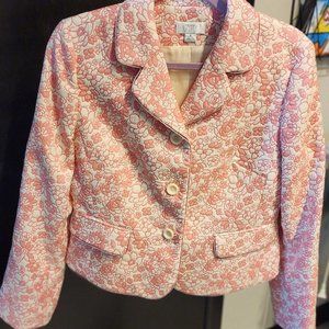 Ann Taylor Loft Pink and Cream Patterned Jacket Size 12